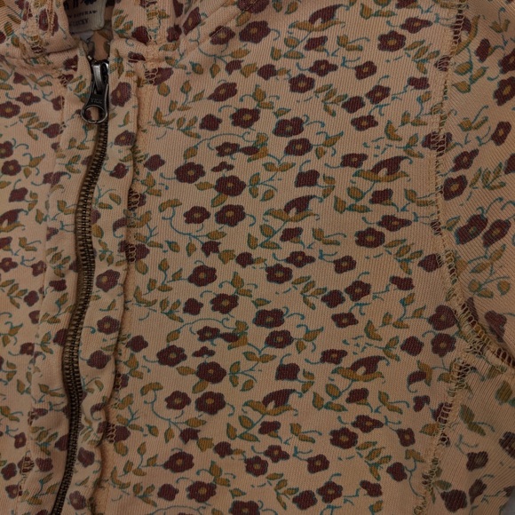 3/$20 Sale Lucky brand floral tan brown zip up hoodie XS - Picture 3 of 6